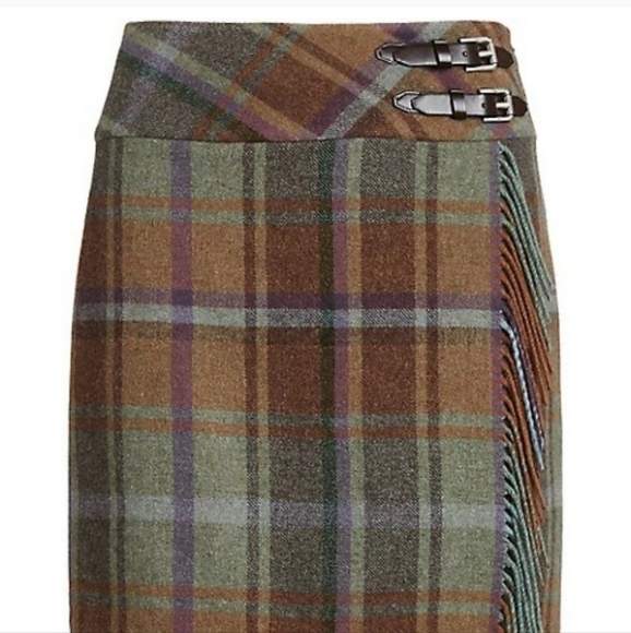 NWT LAUREN RALPH LAUREN Wool Plaid Fringe Trim Tweed Miniskirt - Picture 12 of 16